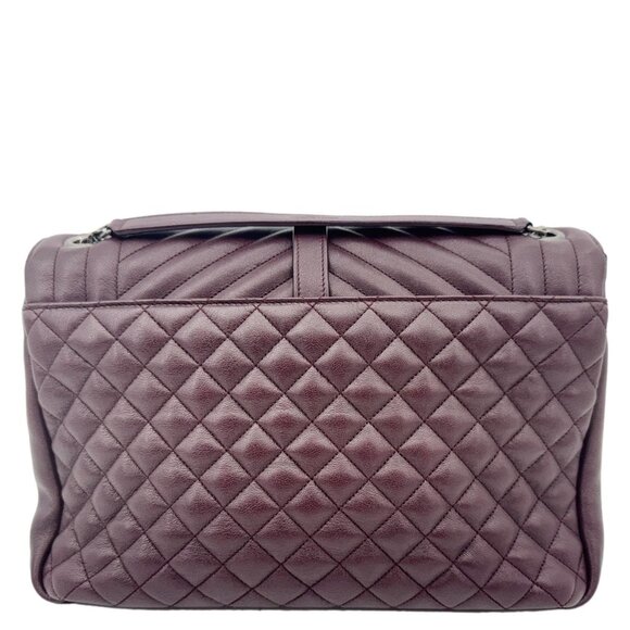 Yves Saint Laurent  Envelope Large Mixed Matelasse Leather Shoulder Bag Burgundy - Picture 3 of 16